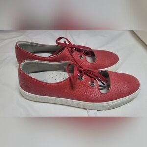 Red Leather Mary Jane Sneakers by Cloud Footwear